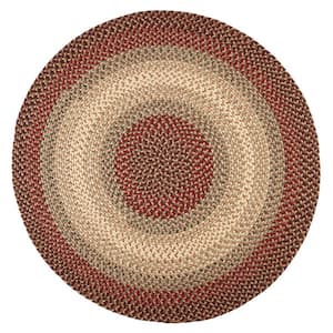 Ombre Spanish Red 4 ft. x 4 ft. Round Indoor/Outdoor Braided Area Rug