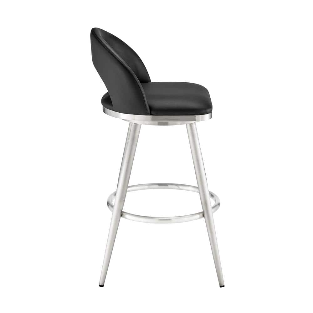 Charlotte 26" Black Faux Leather Swivel Counter Stool