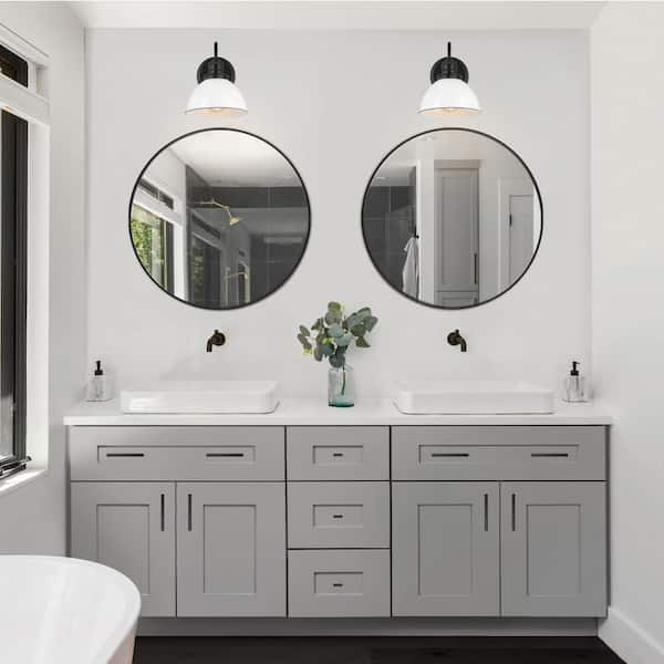 Black Round Bathroom Mirror Rispa   Black Design House Vanity Mirrors 587188 E1 600 