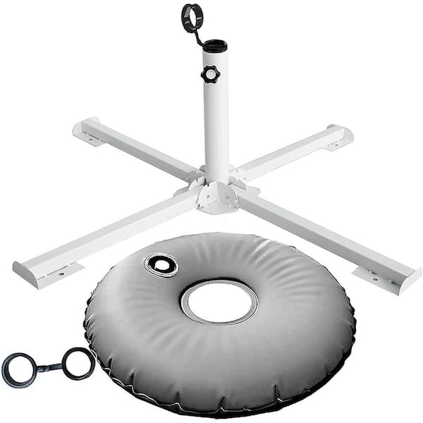 Foldable Series 3.24 lb. Steel Patio Umbrella Base 25 in. White