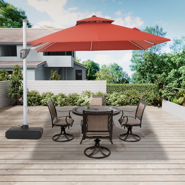 Mondawe 10 ft. Square Aluminum Cantilever Patio Umbrella 360