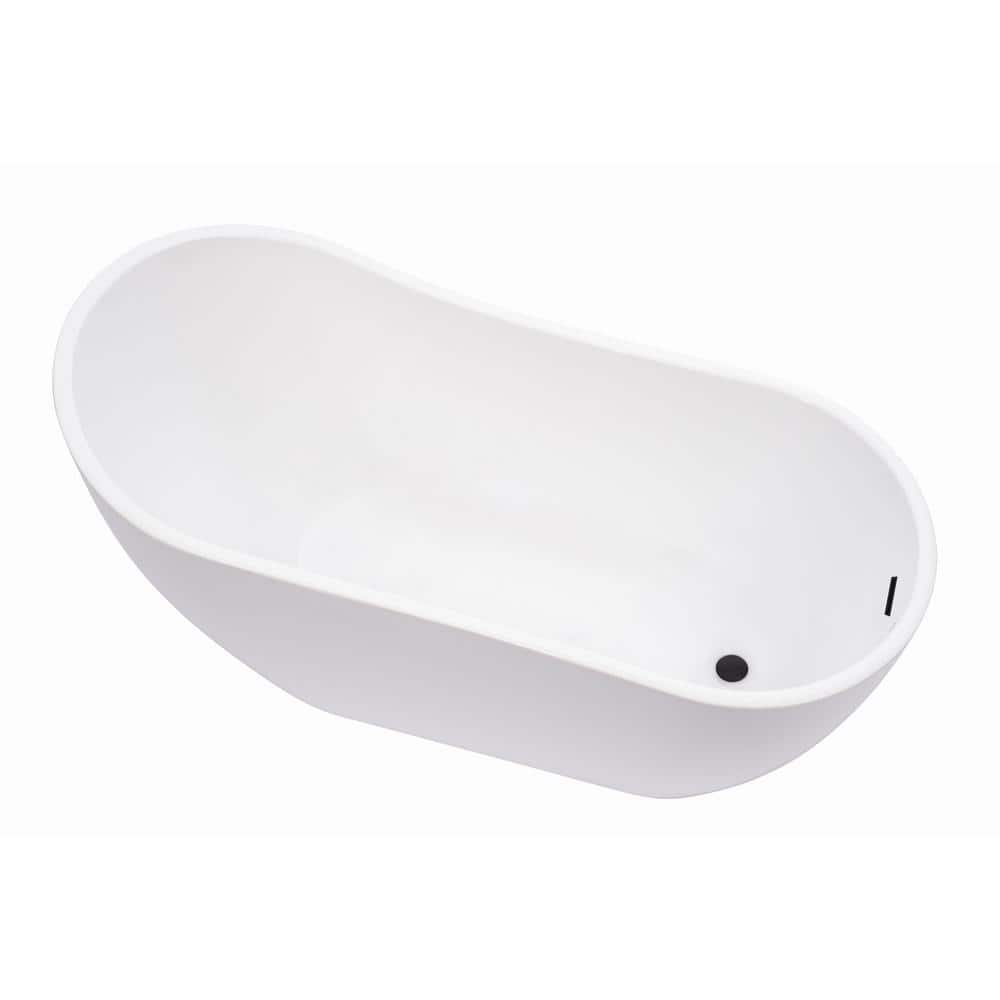 Amara 59" White Acrylic Freestanding Soaking Bathtub