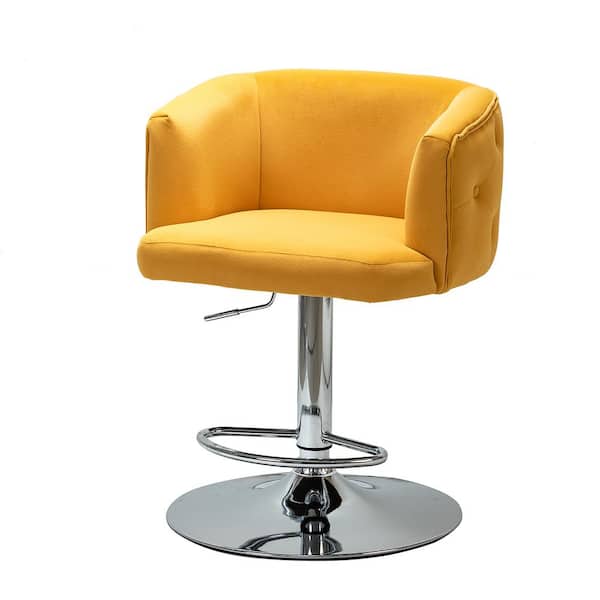 JAYDEN CREATION Magali Mustard 35.5 in Bar Stool with Metal Swivel Base
