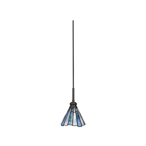Unbranded Albany 60-Watt 1-Light Espresso Pendant Mini Pendant Light Sea Ice Art Glass and Light Bulb Not Included
