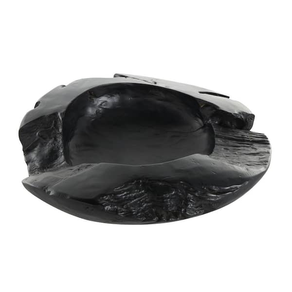 Litton Lane Black Handmade Teak Wood Live Edge Decorative Bowl