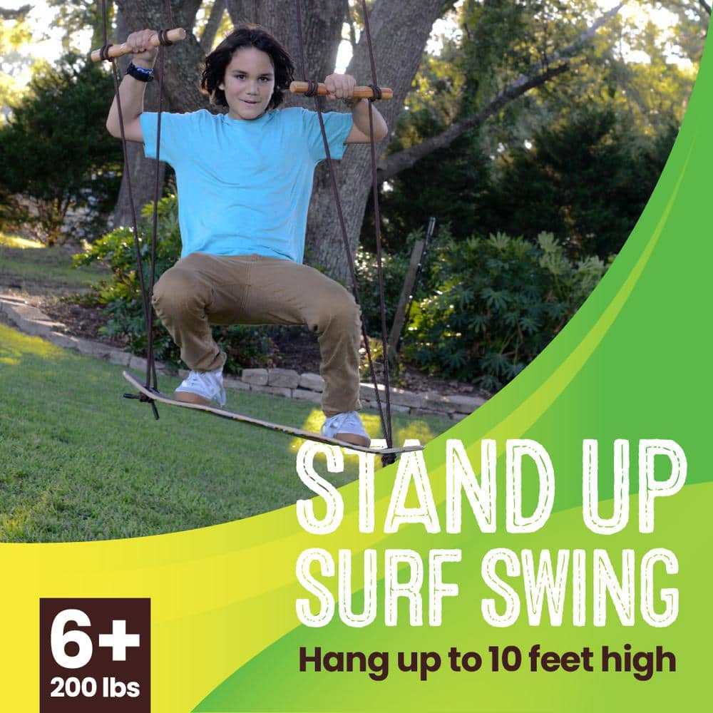 Wave Design Maple Stand Up Skateboard Swing with Rope