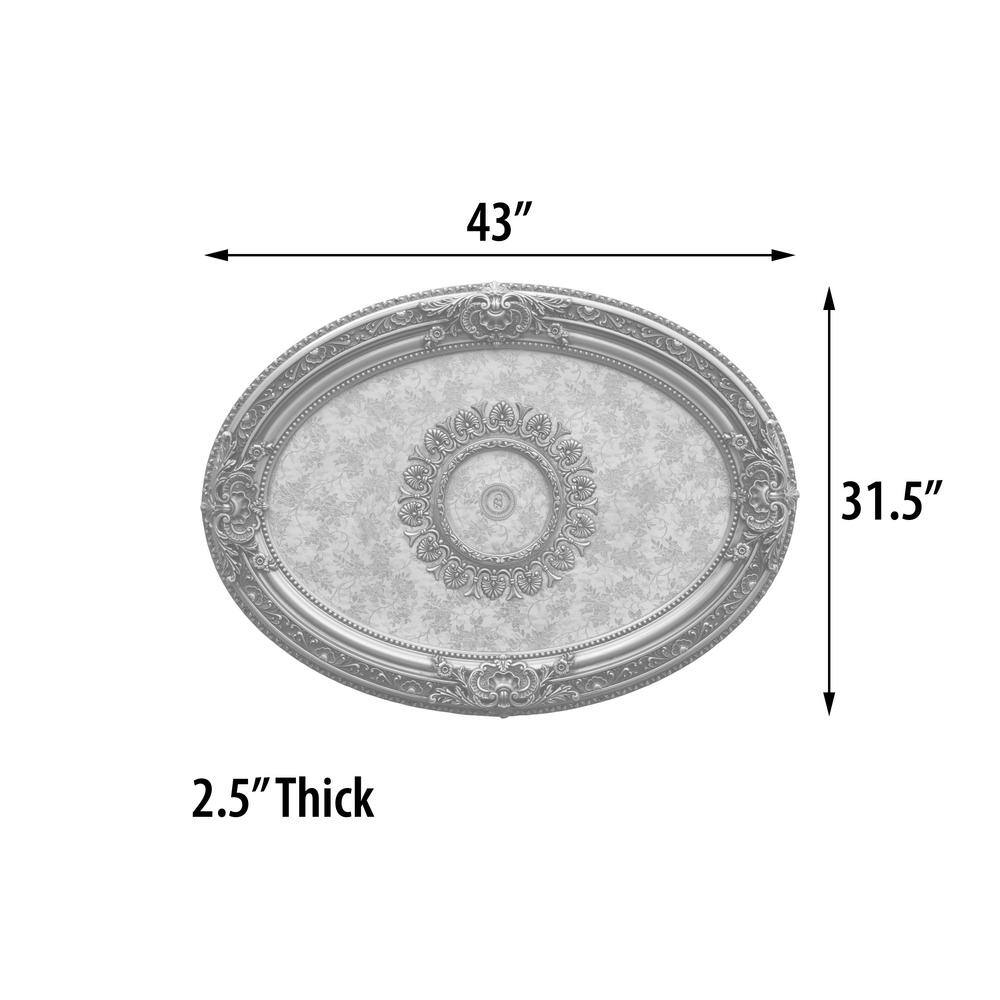 Antique Silver Oval Polystyrene Ceiling Medallion