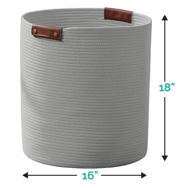 16 x 16 x 18 Extra Large Storage Basket with Lid, Cotton Rope