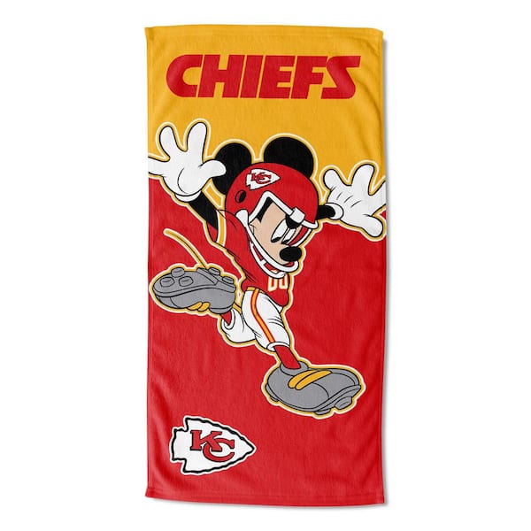 THE NORTHWEST GROUP Disney NFL Mickey Chiefs Splash and Hugger  30x60 Multi-Colored Beach Towel