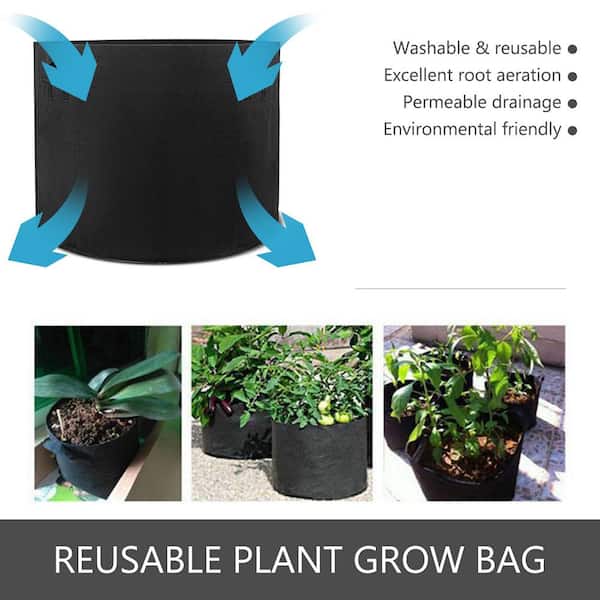 45 Gal. with Handles Plant Grow Bag Aeration Fabric Pots Black Grow Bag  Plant Container (12-Pack)