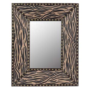 21 in. W x 26 in. H Rectangular PU Covered MDF Framed Wall Bathroom Vanity Mirror in Brown Zebra