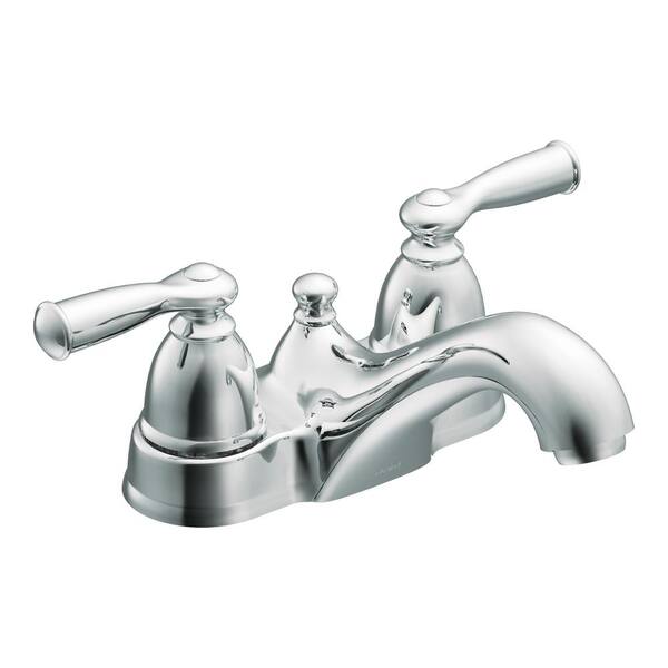 MOEN Banbury 4 in. Centerset 2-Handle Low-Arc Bathroom Faucet in Chrome
