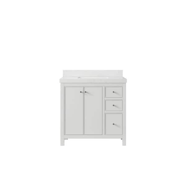 Willow Collections Chicago 36 in. Single Sink Freestanding White Bath Vanity with Empira White Qt. Top Unassembled