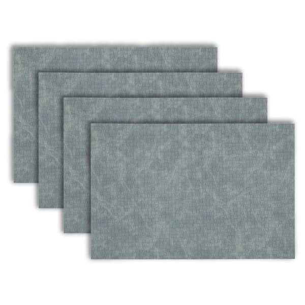 Dainty Home Sorrento 18 in. x 12 in. Dusty Blue Cross Weave Reversible Vegan Leather Wipe Clean Placemat Set of 4