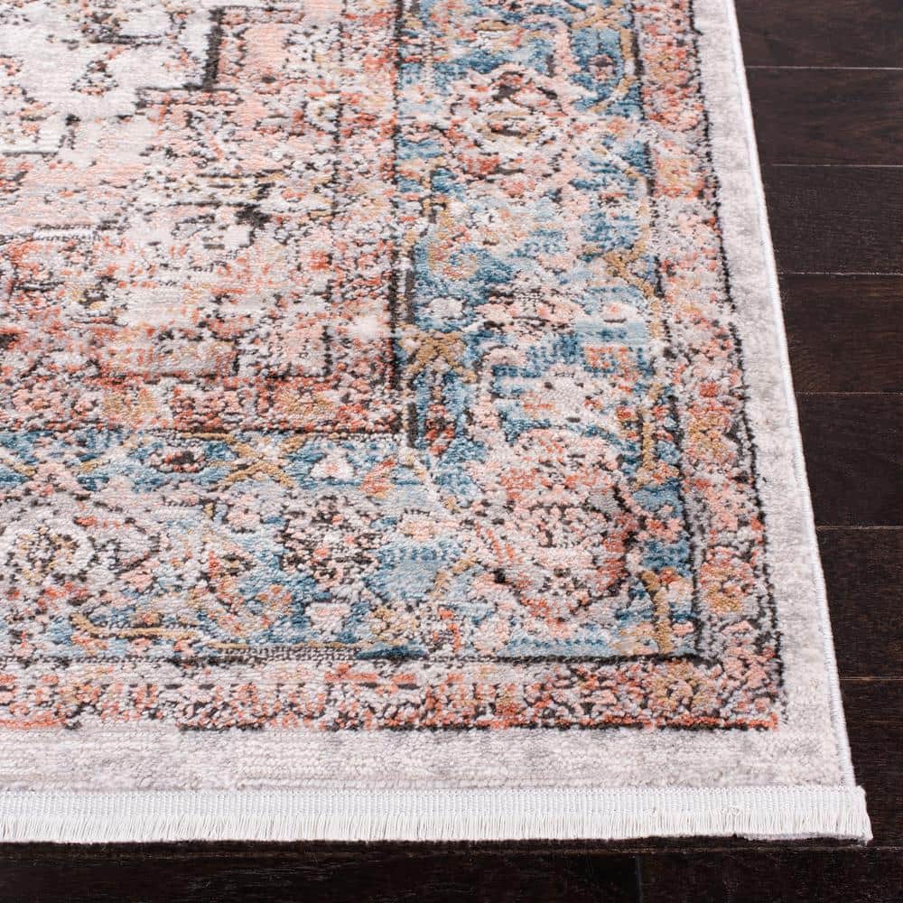 Dreamy Abstract Blue and Grey 8' x 10' Synthetic Area Rug