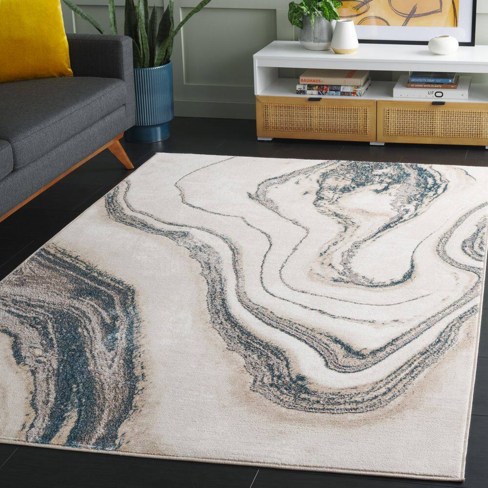 Orchard 4 ft. x 6 ft. Ivory/Blue Contemporary Agate Abstract Area Rug price history on PriceWatchPro