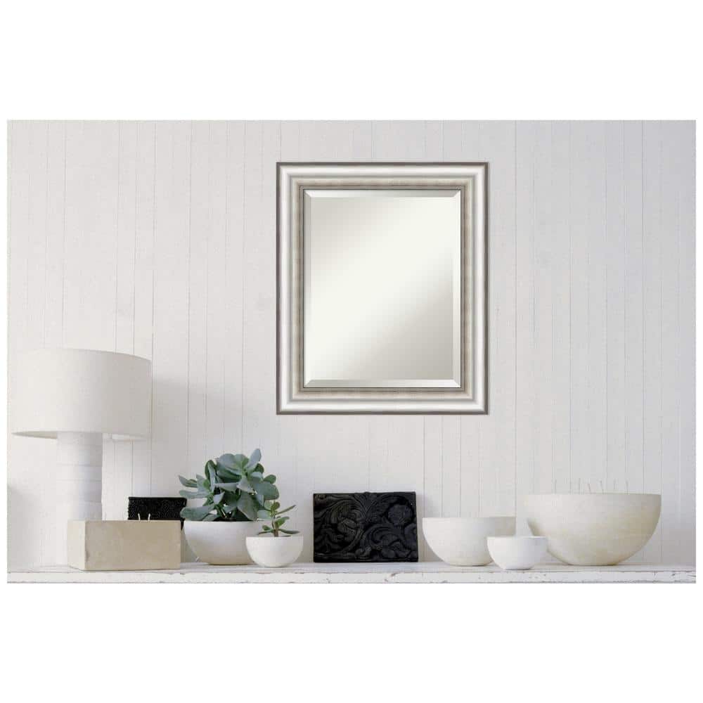 Rectangular Silver Beveled Bathroom Vanity Wall Mirror