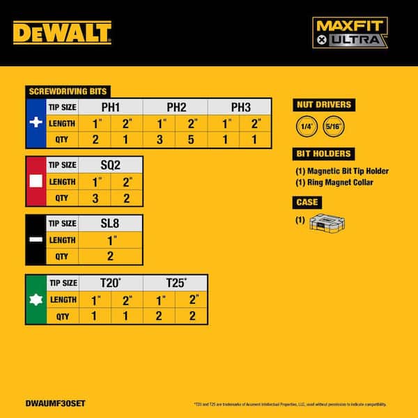 DEWALT - MAXFIT ULTRA 1/4 in. Hex Steel Screwdriving Bit Set (30-Piece)