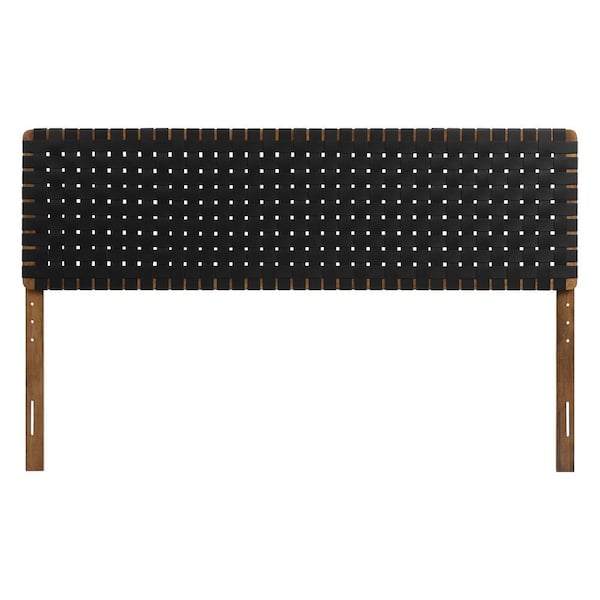 Sparta Weave King Faux Leather Headboard in Walnut Black