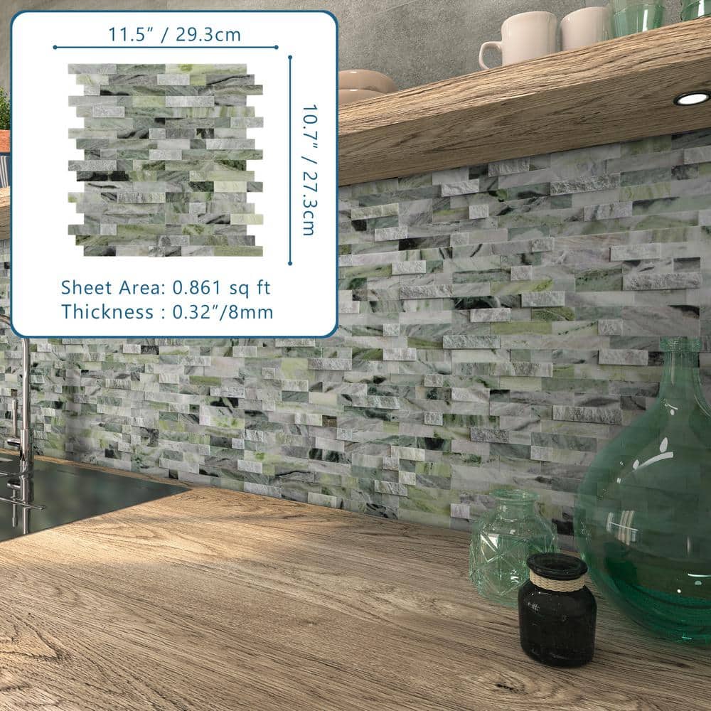 Emerald Green Natural Marble Peel and Stick Mosaic Tile