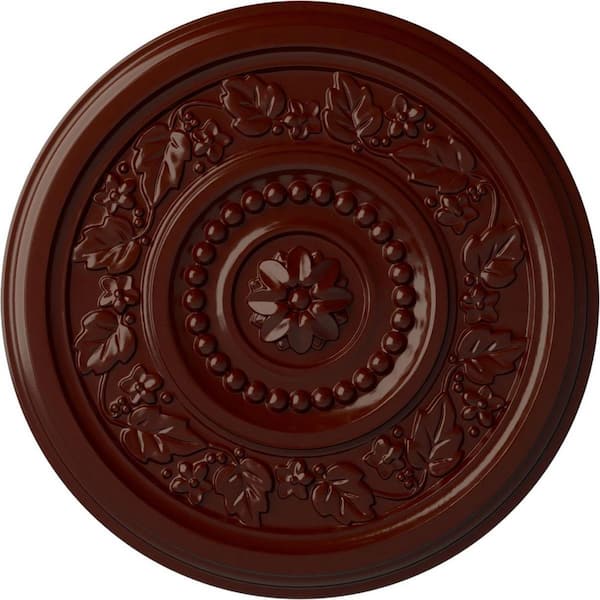 Ekena Millwork 16-1/8" x 5/8" Marseille Urethane Ceiling Medallion (Fits Canopies upto 4-1/4"), Brushed Mahogany