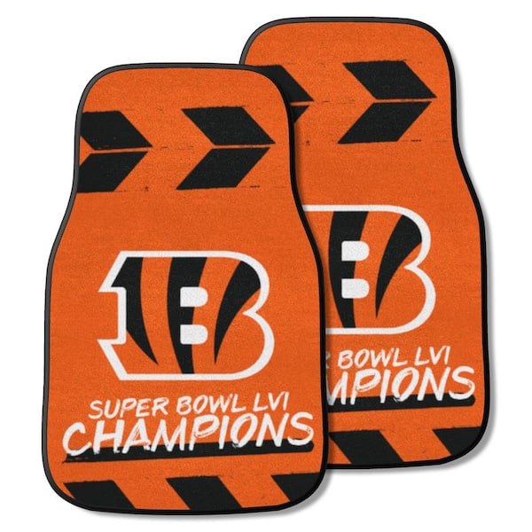 FANMATS Cincinnati Bengals Super Bowl LVI 17 in. x 27 in. 2-Piece Nylon Carpet Car Floor Mat Set