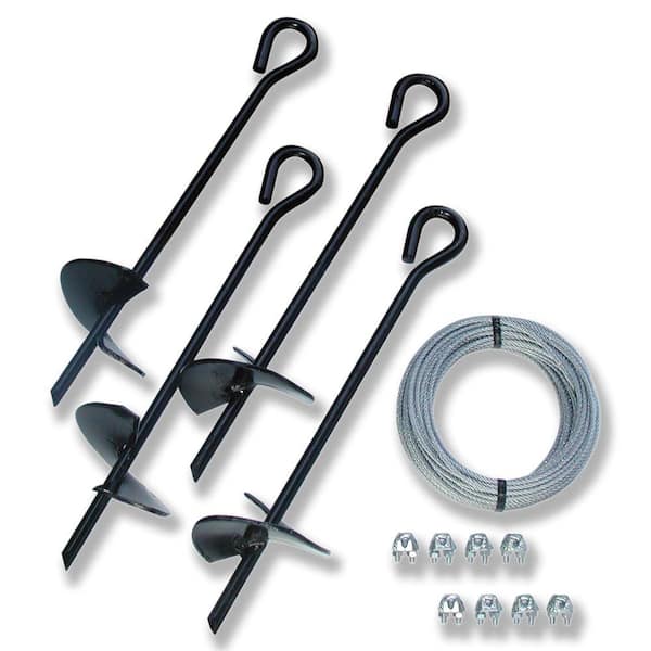 Tie Down 15 in. All-Purpose Eye Anchor Kit (Includes 4 Anchors, 8 Clamps, 50 Feet Galvanized Cable)