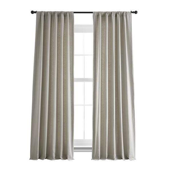 Exclusive Fabrics & Furnishings Fresh Khaki Linen Rod Pocket Room Darkening Curtain - 50 in. W x 84 in. L (1 Panel)
