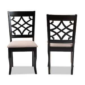 Mael Sand and Espresso Brown Fabric Dining Chair (Set of 2)