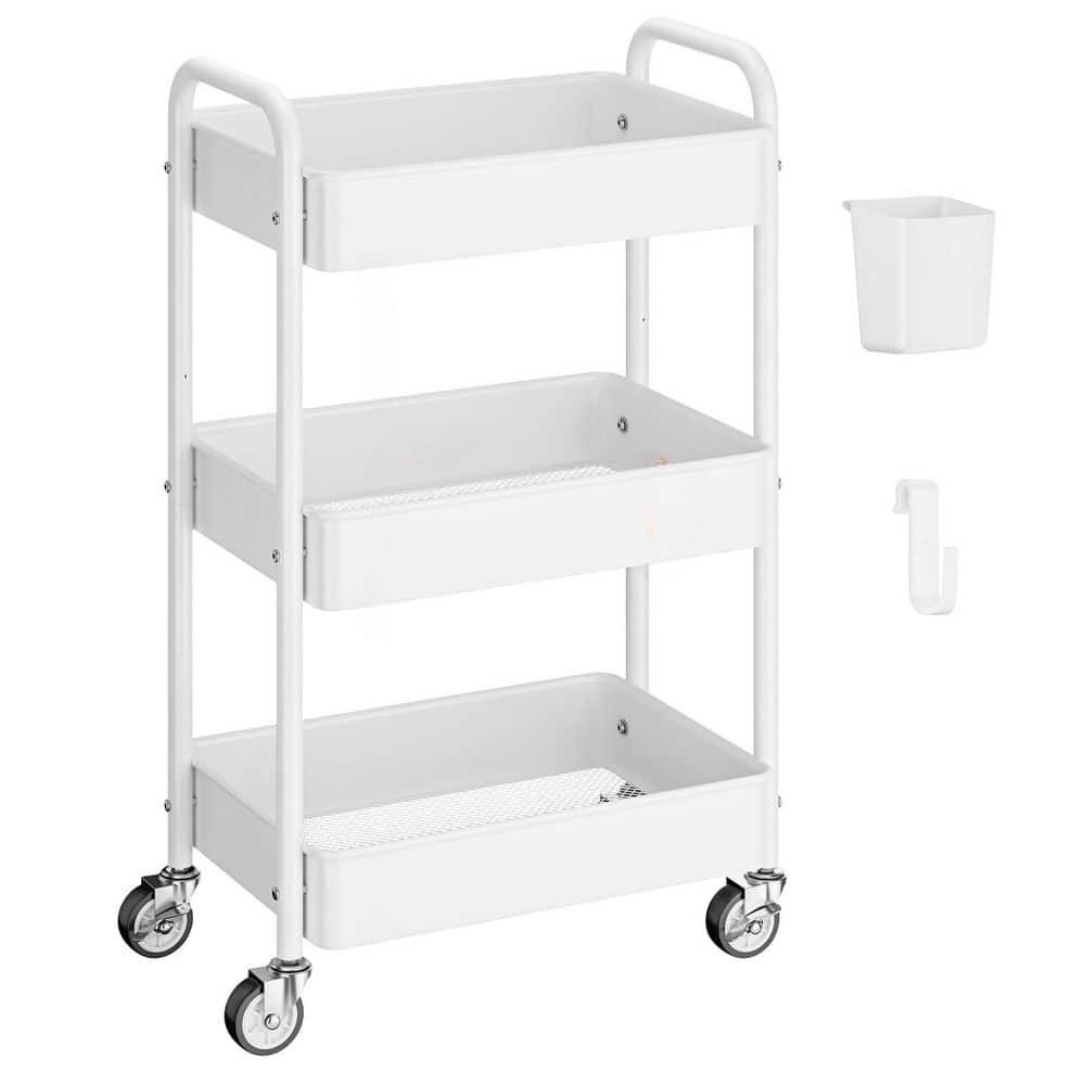 3 Tier Rolling Metal Vanity/Cosmetic Organizers 17 in. x 12 in. x 30 in. Utility Storage Cart Organizer in White price history on PriceWatchPro