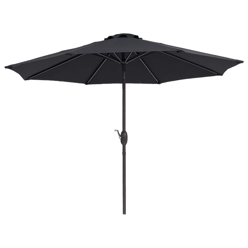 9 ft. Outdoor Market Patio Umbrella Flip Umbrella with Crank in Black