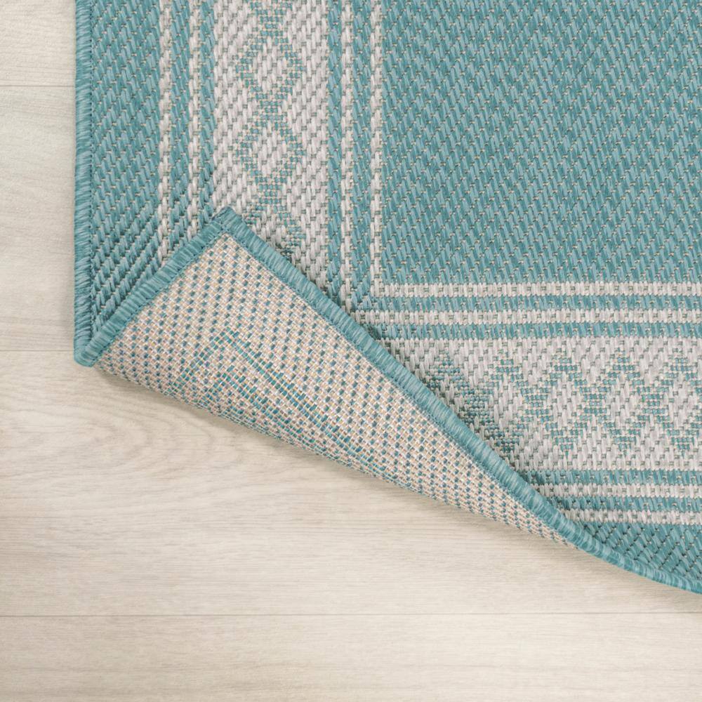 Aqua and Light Gray Reversible Diamond Synthetic Area Rug