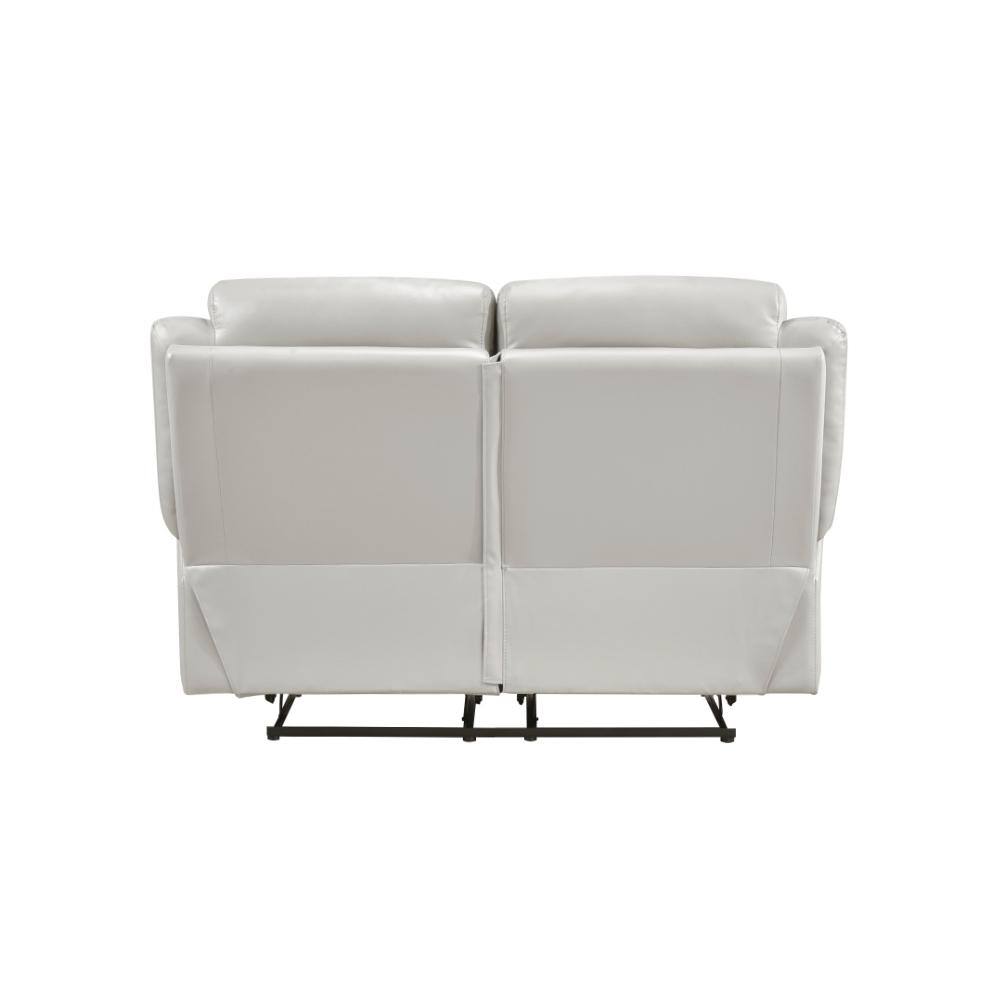 Silver Faux Leather Double Reclining Loveseat with Pillow-top Arms