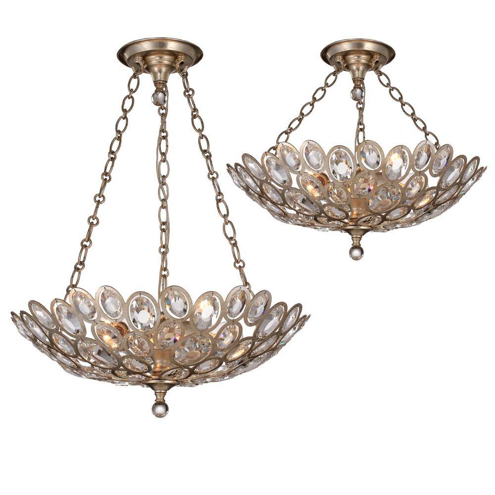 Sterling Distressed Twilight Crystal 3-Light Ceiling Mount