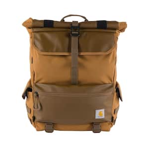 22.05 in. 40L Nylon Roll Top Backpack Brown OS