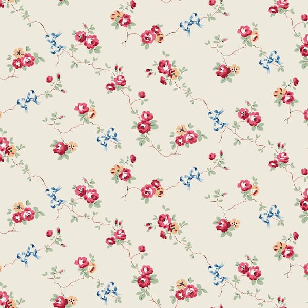 Unbranded Rose and Bows Cream Wallpaper
