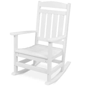 White All-Weather Plastic Outdoor Rocking Chair Porch Rocker w/300lb Weight Capacity