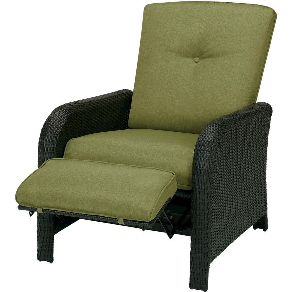 Cilantro Green Wicker and Steel Outdoor Reclining Lounge Chair