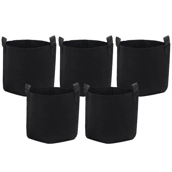 5 Gal. Plastic Garden Grow Bags with Handles - Non-Woven Polypropylene Fabric (5-Pack)