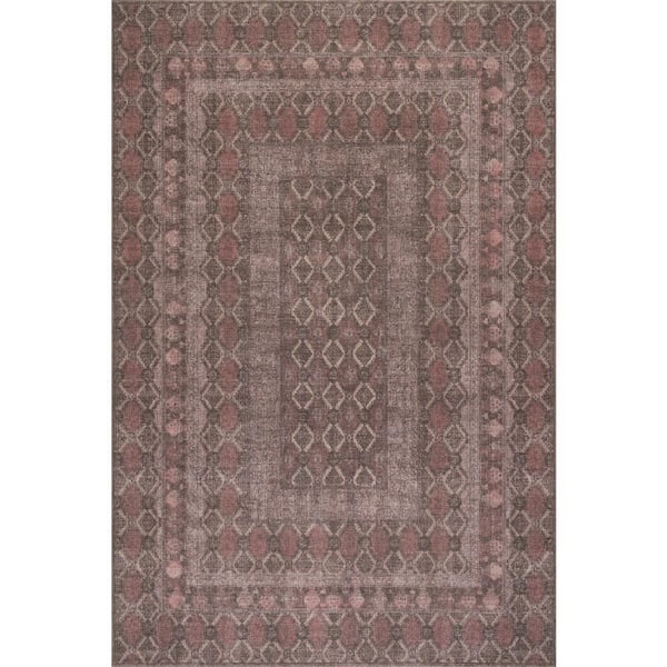 Anelia Traditional Vintage and Distressed Area Burgundy 8 ft. x 10 ft. Indoor Area Rug