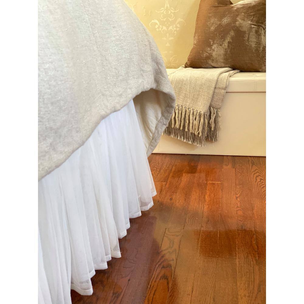Off-White Polyester King Split Corner Bed Skirt