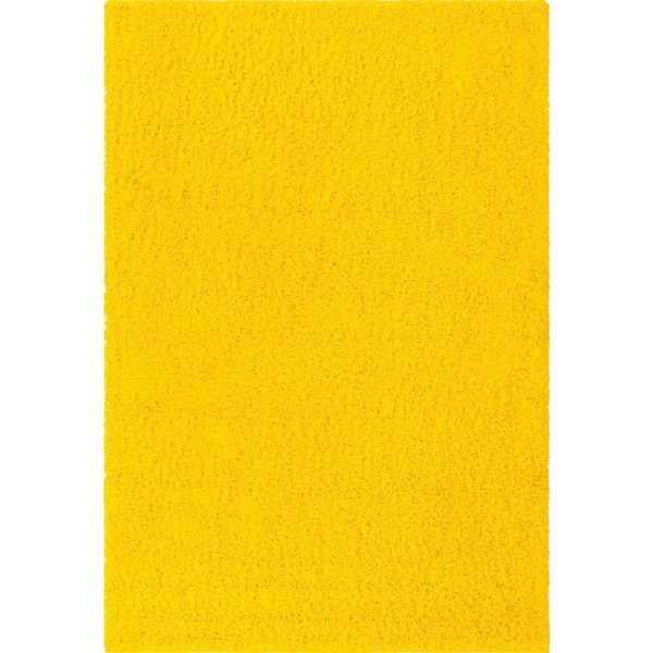 Unique Loom Solid Shag Tuscan Sun Yellow 6' 1 x 9' 0 Area Rug