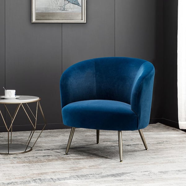 navy velvet barrel chair