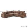 J&E Home 118 in. Brown Rabbit Plush Modular Sectional Sofa