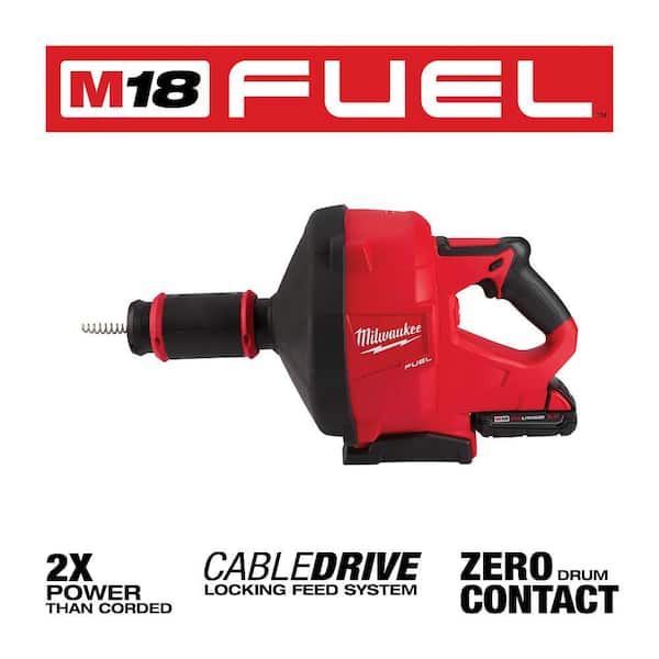 M18 FUEL 18-Volt Lithium-Iron Cordless Plumbing Drain Snake Auger Kit with w/ CABLE DRIVE & 5/16 in. x 35 ft. Cable