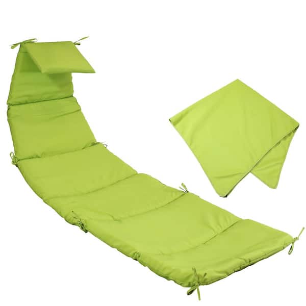 Sunnydaze 27 in. x 88.5 in. Replacement Outdoor Chaise Lounge Cushion with Umbrella in Apple Green