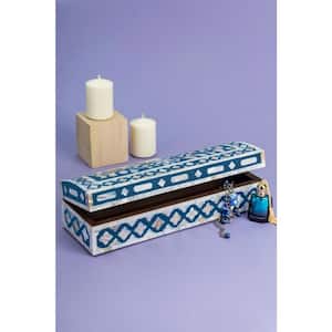 Jodhpur Mother of Pearl Decorative Box - Blue 12 in.
