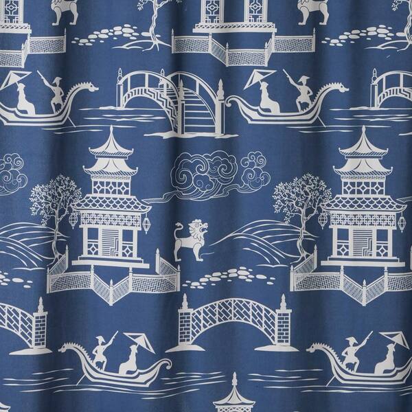 Chinoiserie 72 In Blue Shower Curtain, Teal Green And Brown Shower Curtain Rail For Sloping Ceiling