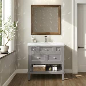 Ashland 36.7 in. W x 19.1 in. D Bath Vanity in Taupe Gray with Cultured Marble Vanity Top in White with Integrated Sink