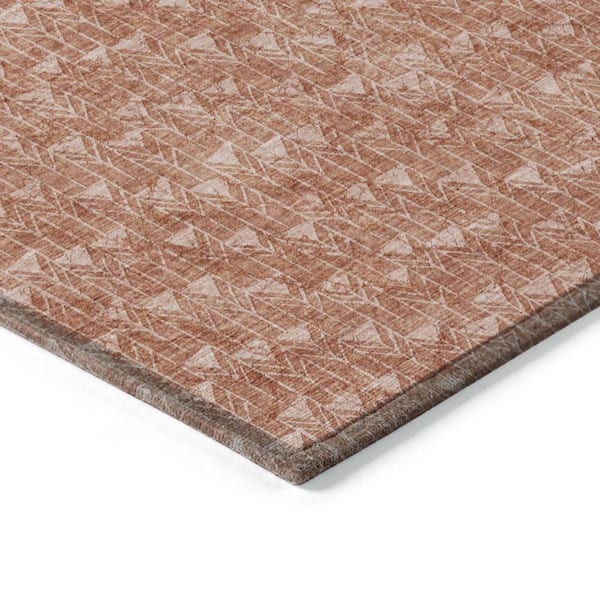 Terracotta 8 ft. Round Geometric Indoor / Outdoor Area Rug